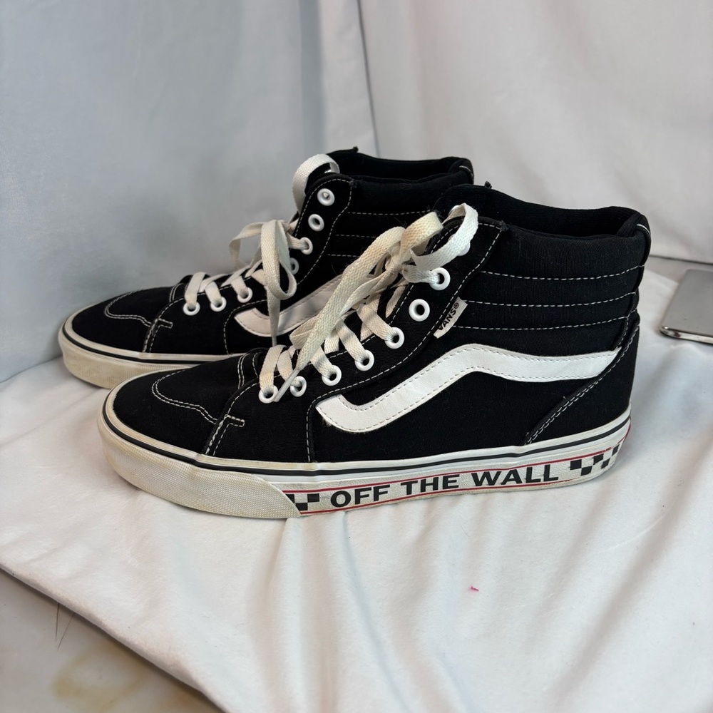 VANS "Off The Wall" Mens Hi Top Sneakers, Black/White, Size 8 - Picture 4 of 9